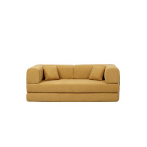 Compressed Nextdeco τριθέσιος καναπές-κρεβάτι κίτρινος 200x100x75εκ.