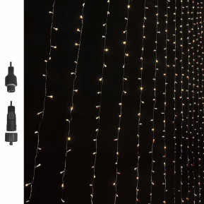 100 Λαμπάκια LED Λευκό Θερμό Κουρτίνα με Επέκταση & Προγράμματα IP44 90x80cm (δεν Περιέχεται ο Μετασχηματιστής) Xmasfest 1133499 93-3479