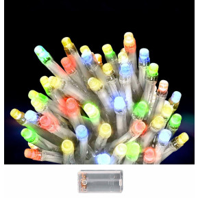 50 Λαμπάκια LED Μπαταρίας Πολύχρωμα σε Σειρά με Controller IP20 5,3m Xmasfest 1133509 93-3489