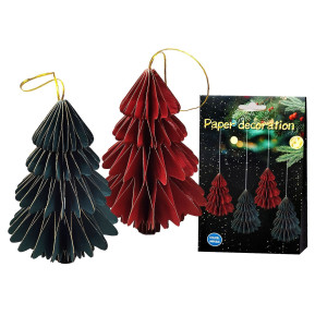 Δέντρο Χάρτινο 3D Πτυσσόμενο Κρεμαστό 15x10cm Xmasfest 1134039 - 4 ΤΕΜ 93-4019