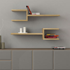 Ραφιέρα τοίχου Fork  2 τεμαχίων χρώμα sapphire oak 75x19,5x18εκ.
