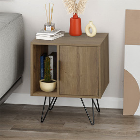 Κομοδίνο Glynn  χρώμα ανοιχτό καρυδί 50,2x44,6x60εκ.