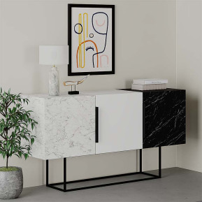 Μπουφές Tontini  χρώμα λευκό - μαύρο εφέ μαρμάρου 150x42x79,5εκ.