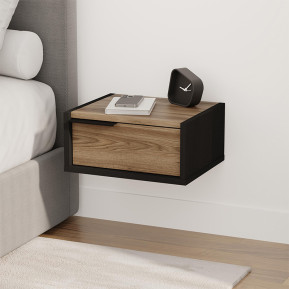 Κομοδίνο επιτοίχιο Eco  χρώμα black wood - καρυδί Ud 40x33x18,5εκ.