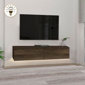 Έπιπλο τηλεόρασης επιτοίχιο Aristo  με LED χρώμα καρυδί 135x31,6x25εκ.