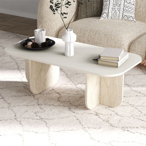 Τραπεζάκι σαλονιού Becaj  χρώμα sandstone - travertine 120x60x41,4εκ.