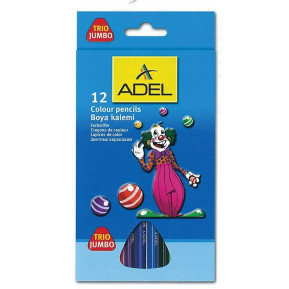 Adel ξυλομπογιές Jumbo τρίγωνες 12 χρώματα - 6 ΤΕΜ