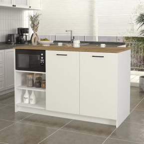 Τραπέζι - Πάγκος κουζίνας Peres  χρώμα λευκό - sepet oak 150x70x91,8εκ.
