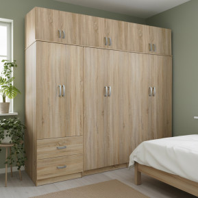 Ντουλάπα εξάφυλλη με πατάρι Athos I  sonoma 240x42x240εκ