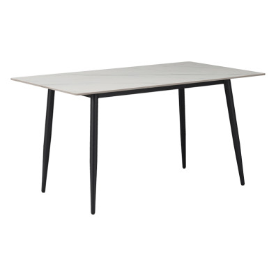Τραπέζι Gustas  λευκό μαρμάρου sintered stone-μαύρο μέταλλο 160x80x76εκ