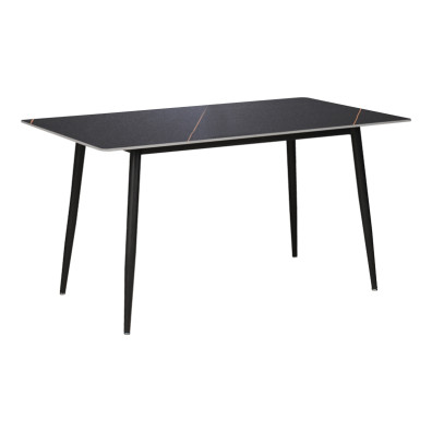 Τραπέζι Gustas  μαύρο μαρμάρου sintered stone-μαύρο μέταλλο 140x80x76εκ