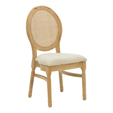 Καρέκλα Canco  φυσικό rubberwood-φυσικό rattan 50x53x98εκ