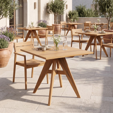 Τραπέζι Cadrada  teak ξύλο σε φυσική απόχρωση 80x80x76εκ