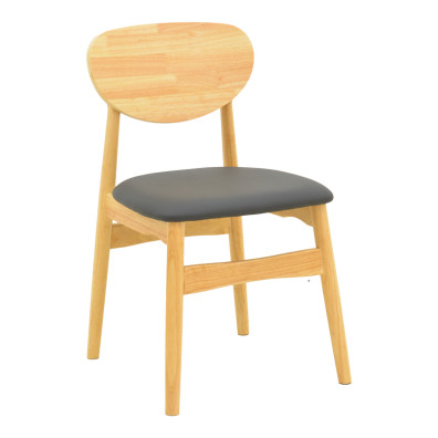 Καρέκλα Cardith  rubberwood-plywood σε φυσική απόχρωση-pu μαύρο 48x51x78εκ