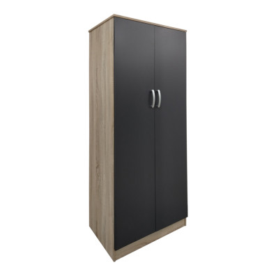 Ντουλάπα δίφυλλη Athos  σε sonoma-ανθρακί απόχρωση 80x42x180εκ