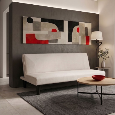 Καναπές κρεβάτι Kedran  3θέσιος μπεζ ύφασμα 166x75,5x70εκ