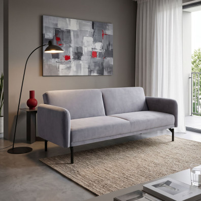 Καναπές κρεβάτι Veluto  3θέσιος ανθρακί βελούδο 197x85x83εκ