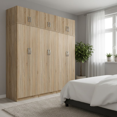 Ντουλάπα εξάφυλλη με πατάρι Athos ΙΙ  sonoma 240x42x240εκ