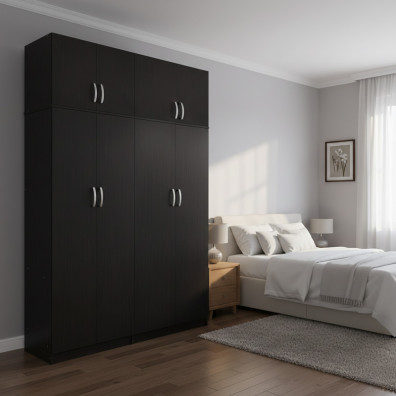 Ντουλάπα τετράφυλλη με πατάρι Athos Ι  wenge 160x42x240εκ
