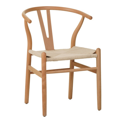 Καρέκλα Wishbone  rubberwood-σχοινί σε φυσική απόχρωση 53.5x57x74εκ