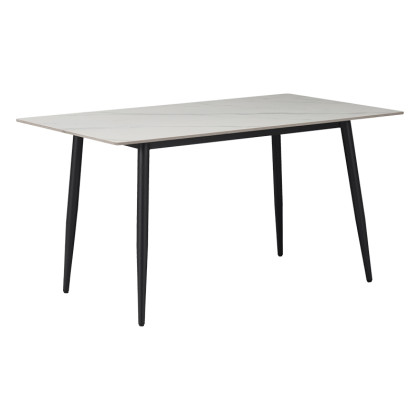 Τραπέζι Gustas  λευκό μαρμάρου sintered stone-μαύρο μέταλλο 160x80x76εκ
