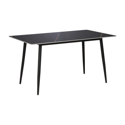 Τραπέζι Gustas  μαύρο μαρμάρου sintered stone-μαύρο μέταλλο 120x80x76εκ