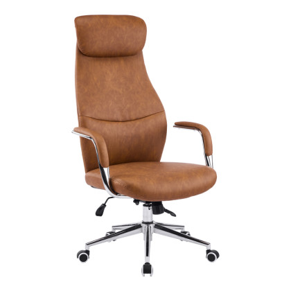 Καρέκλα γραφείου διευθυντή Ferka  καφέ pu 64x71x120-128εκ