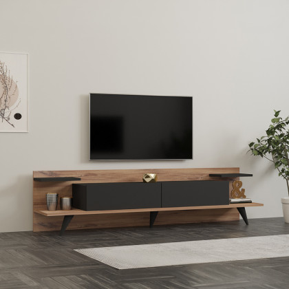 Έπιπλο τηλεόρασης Astry  καρυδί με ανθρακί 180x36,8x45εκ