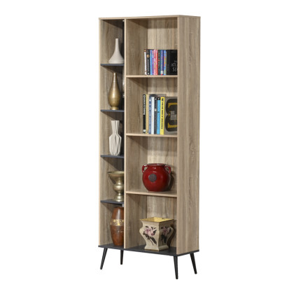 Βιβλιοθήκη Zezan  σε sonoma-ανθρακί απόχρωση 76.5x30x200.5εκ