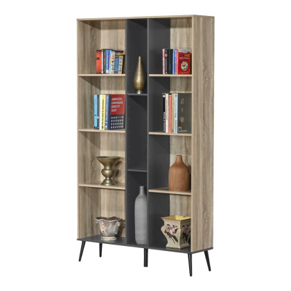 Βιβλιοθήκη Zezan  σε sonoma-ανθρακί απόχρωση 114x30x200.5εκ
