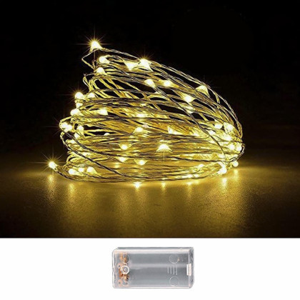 100 Λαμπάκια LED Copper Μπαταρίας Λευκό Θερμό σε Σειρά με Controller IP20 10,3m Xmasfest 1133507 93-3487