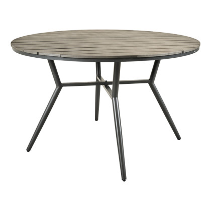 Τραπέζι Appa  αλουμίνιο και plywood σε ανθρακί απόχρωση Φ120x74εκ