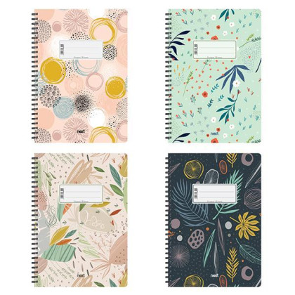 Next Floral τετράδιo σπιράλ 21x29εκ. 3θεμ., 105φ. 70γρ. - 6 ΤΕΜ