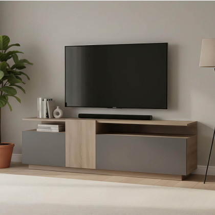 Έπιπλο τηλεόρασης Vendora  σε sonoma-ανθρακί απόχρωση 150x29.5x46.3εκ