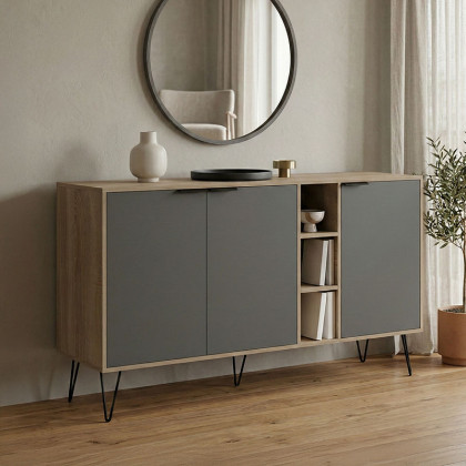 Μπουφές Balain  sonoma-ανθρακί 142x35.5x83εκ