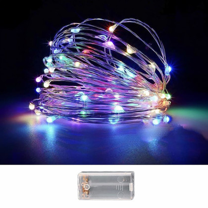 100 Λαμπάκια LED Copper Μπαταρίας Πολύχρωμα σε Σειρά με Controller IP20 10,3m Xmasfest 1133508 93-3488