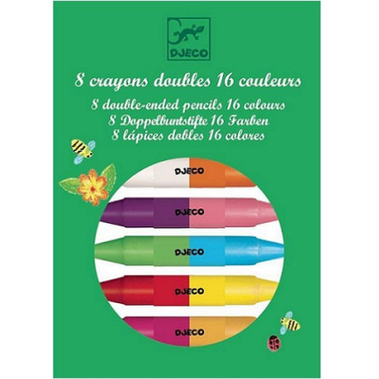 Djeco 8 Διπλές κηρομπογιές - 16 χρώματα - 2 ΤΕΜ