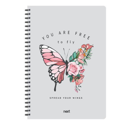 Next trends butterfly τετράδιο σπιράλ 3 θέματα 105 φύλλα 21x29εκ. - 3 ΤΕΜ