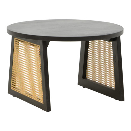 Τραπέζι Tamarind  ξύλο mango-φυσικό rattan σε μαύρη απόχρωση Φ65x40εκ