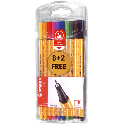 Μαρκαδοράκι Stabilo Point 0.4mm σετ=10τεμ  Stabilo EA8810 60-367