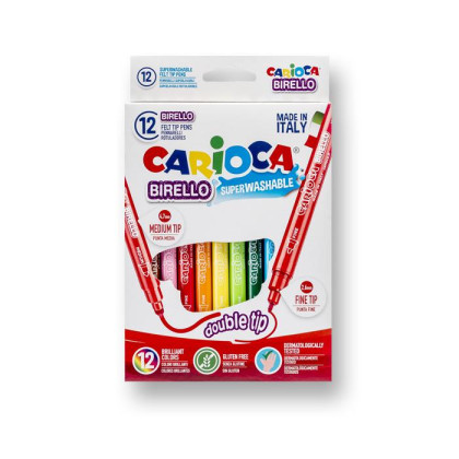 Μαρκαδόροι Διπλοί Carioca Birello 2,6 & 4,7mm σετ=12 Χρώματα  Carioca 41457 - 12 ΤΕΜ 60-676