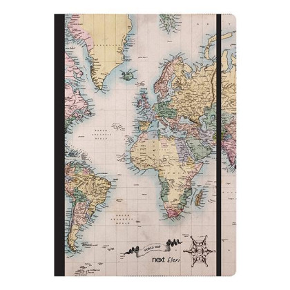 Next trends world map II τετράδιο flexi λάστιχο 21x29εκ. 2θεμ. 80φ. - 3 ΤΕΜ