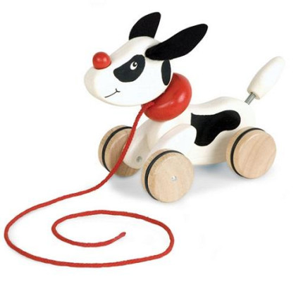 Pin Toys Ξύλινη τρεχαλίτσα Σκυλάκι, από μασίφ καουτσουκόδεντρο