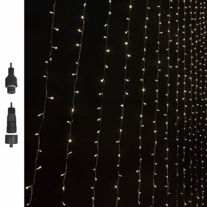 100 Λαμπάκια LED Λευκό Θερμό Κουρτίνα με Επέκταση & Προγράμματα IP44 90x80cm (δεν Περιέχεται ο Μετασχηματιστής) Xmasfest 1133499 93-3479
