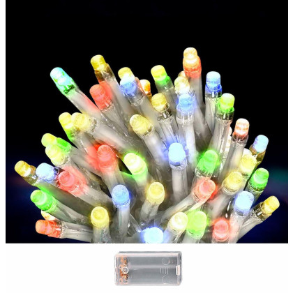 50 Λαμπάκια LED Μπαταρίας Πολύχρωμα σε Σειρά με Controller IP20 5,3m Xmasfest 1133509 93-3489