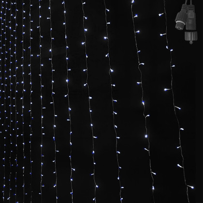 100 Λαμπάκια LED Λευκό Ψυχρό Κουρτίνα με Επέκταση & Προγράμματα IP44 90x80cm (δεν Περιέχεται ο Μετασχηματιστής) Xmasfest 1133887 93-3867