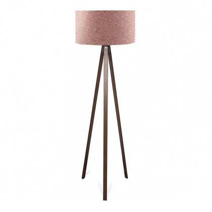 Φωτιστικό δαπέδου Rosling  Mdf/ύφασμα Pvc χρώμα καρυδί - dusty rose 38x38x140εκ.