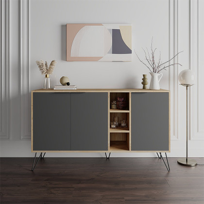 Μπουφές Clara  χρώμα sapphire oak - ανθρακί 142x35,6x83εκ.