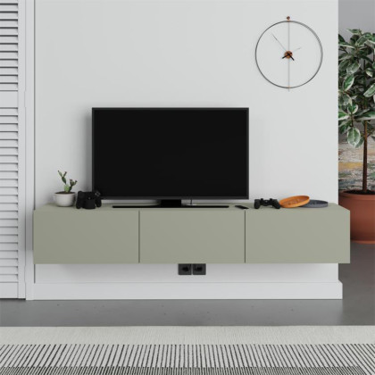 Έπιπλο τηλεόρασης επιτοίχιο Francy  χρώμα ash green 180x30x30εκ.