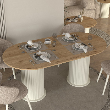 Τραπέζι Bohema  χρώμα ivory - sepet oak 180x90x77,7εκ.